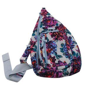Vera Bradley Neon Blossom Blooms Sling Backpack Floral Purple Flowers Bag